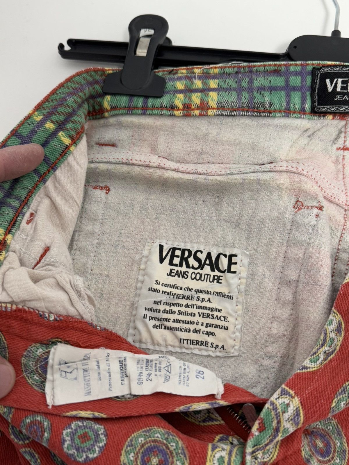 Versace Jeans Couture Rare Versace Jeans Couture 90’s Pants Red Multi Color Italy Size 28" / US 6 / IT 42 - 10 Thumbnail