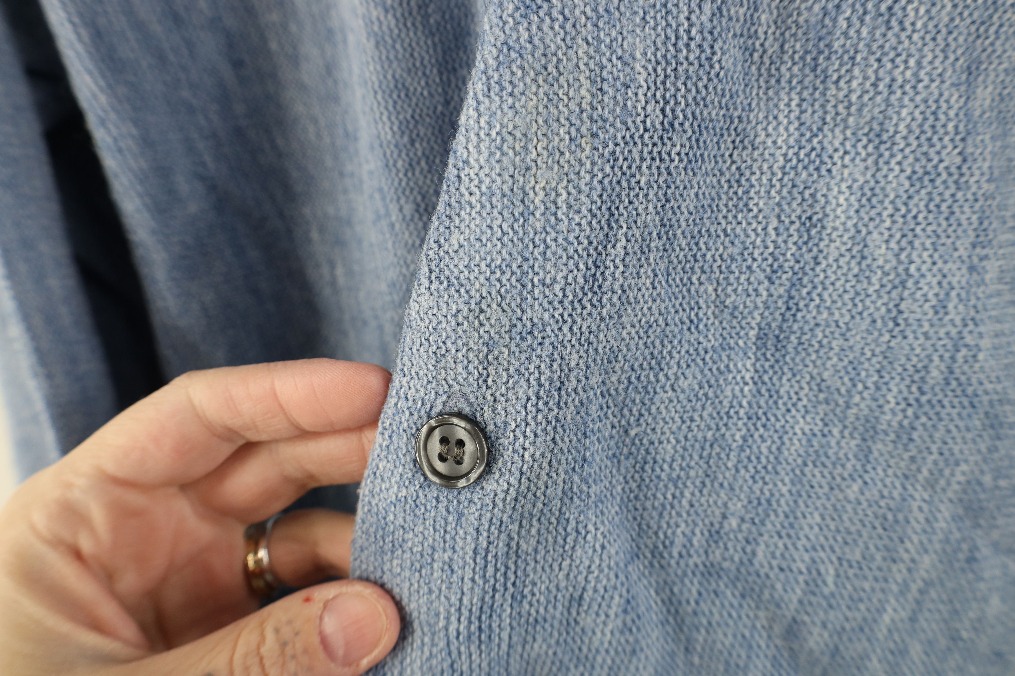Vintage Vintage 90s Streetwear Ribbed Knit Cardigan Sweater Blue USA Size US S / EU 44-46 / 1 - 5 Thumbnail