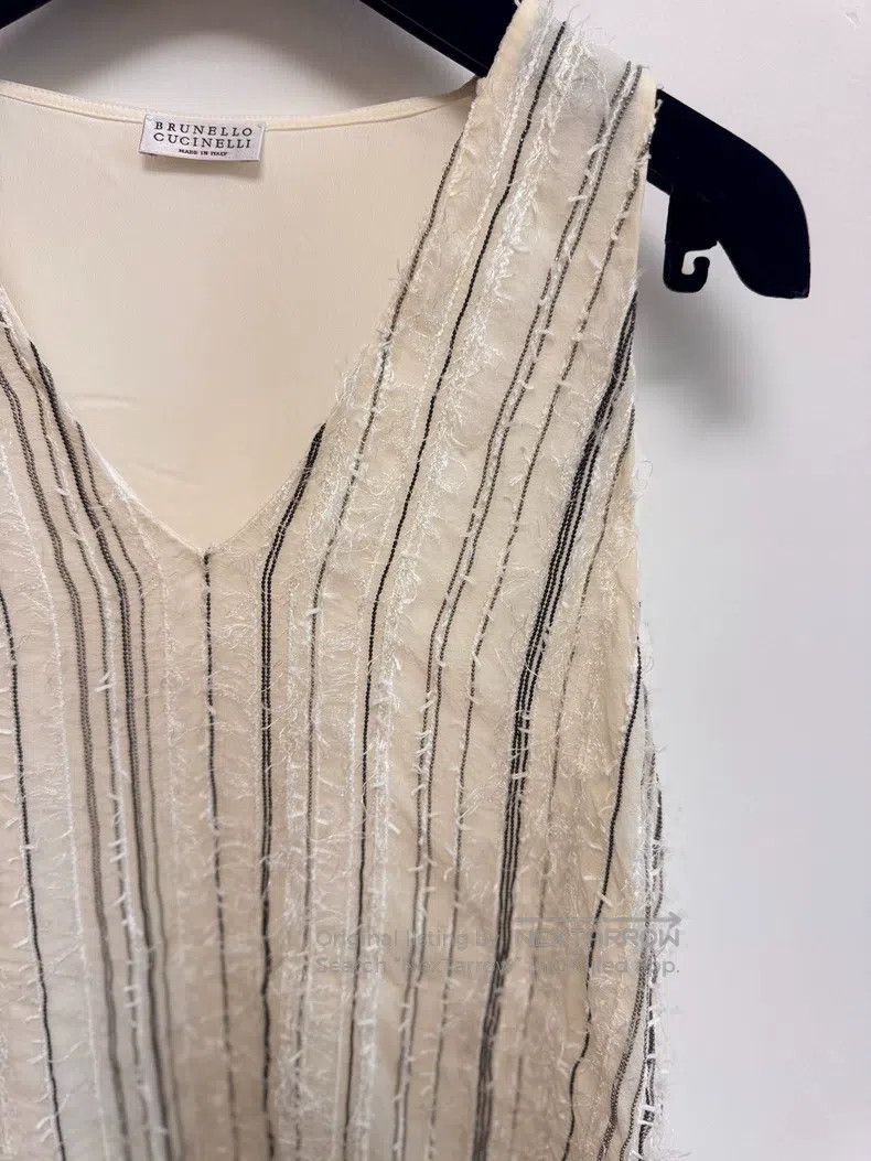Brunello Cucinelli Brunello Cucinelli White Silk Beaded Vest Size XS / US 0-2 / IT 36-38 - 5 Thumbnail