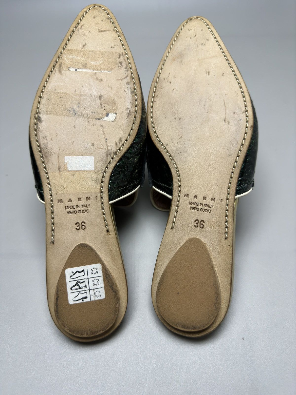 Marni Marni Green Crinkled Patent Point Toe Slip on Mule Flats Size US 6 / IT 36 - 8 Thumbnail