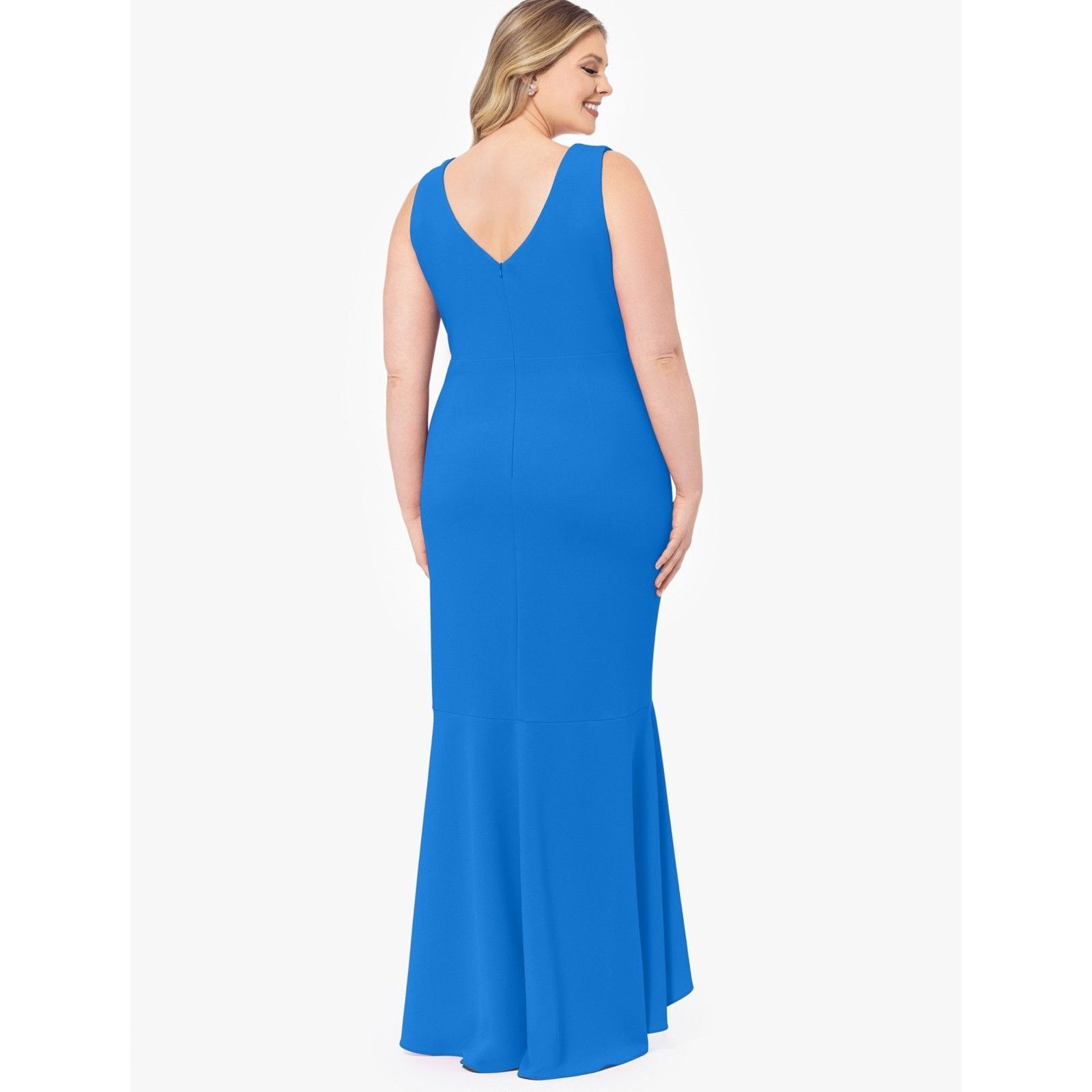 Other Betsy & Adam Plus Size Sleeveless Ruffled High-Low Gown, 14W Size XL / US 12-14 / IT 48-50 - 3 Thumbnail