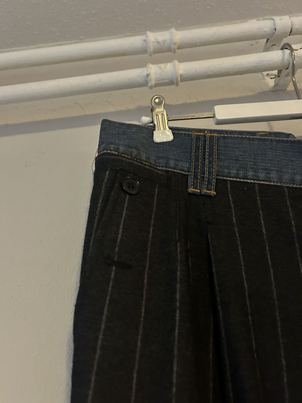 Dolce & Gabbana Pinstripe Wool Trousers with Denim Accents - Size 50 Size US 34 / EU 50 - 7 Thumbnail