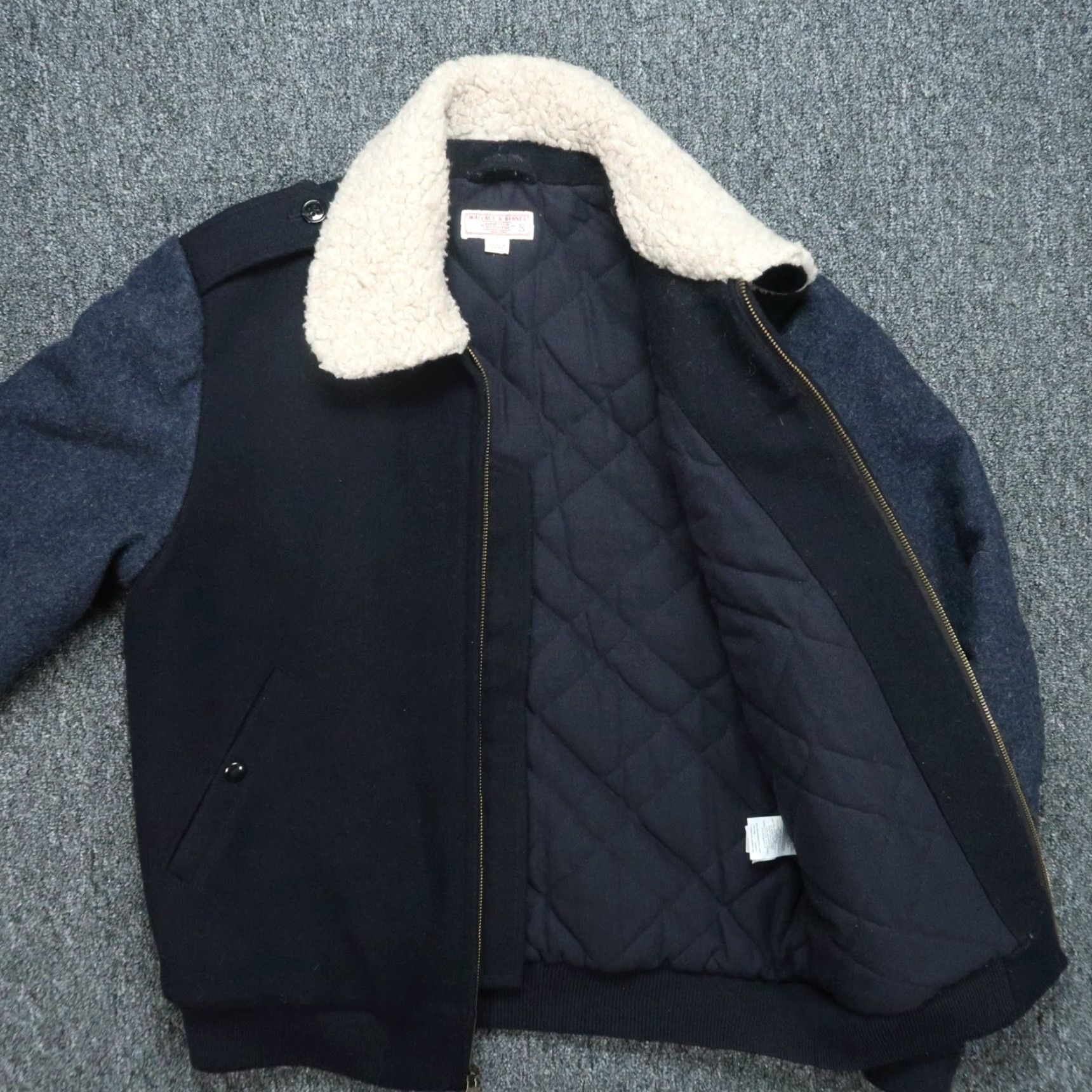 Wallace & Barnes Wallace & Barnes Jacket Mens Small Wool Bomber Zip Quilt Lined Faux Fur J Crew Size US S / EU 44-46 / 1 - 2 Thumbnail