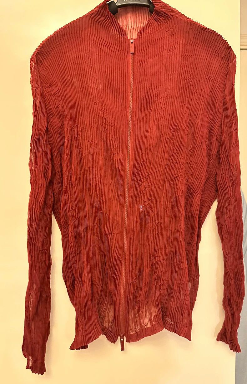 Issey Miyake Red see-through cardigan