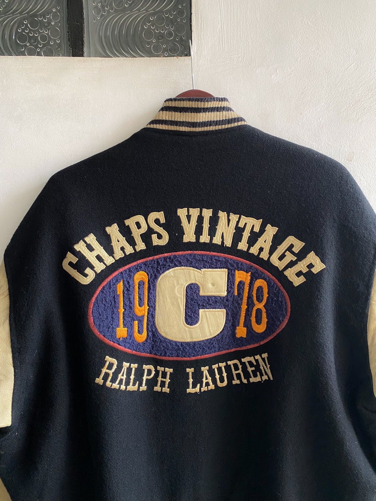 Chaps Ralph Lauren × Ralph Lauren Vtg Chaps Ralph Lauren Varsity Wool Leather Size US L / EU 52-54 / 3 - 2 Thumbnail