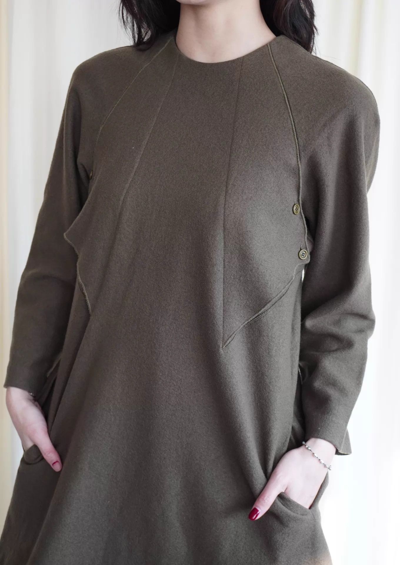 Y's Y's by Yohji Yamamoto 1980s Wool Back Button Dress S/M Size S / US 4 / IT 40 - 5 Thumbnail