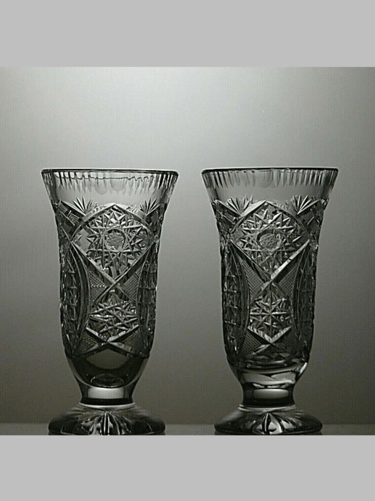Other American Brilliant Period Crystal Cut Glass Set of 2 Vases Size ONE SIZE - 1 Thumbnail