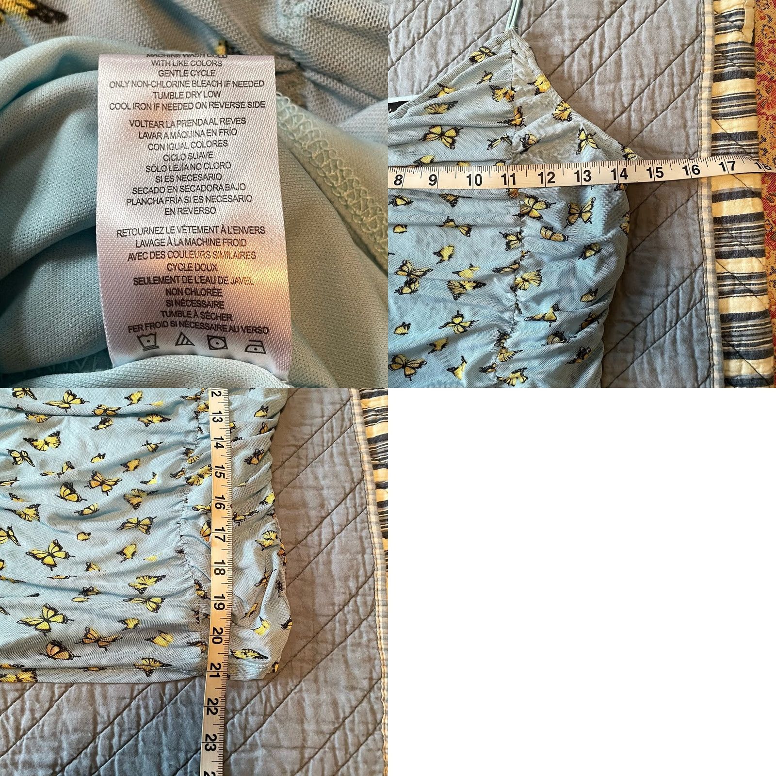 Almost Famous Almost Famous Y2K Blue Butterfly Scrunch Spaghetti Strap Top Women Sz L Tank Sleeveless Camisole Size L / US 10 / IT 46 - 8 Thumbnail