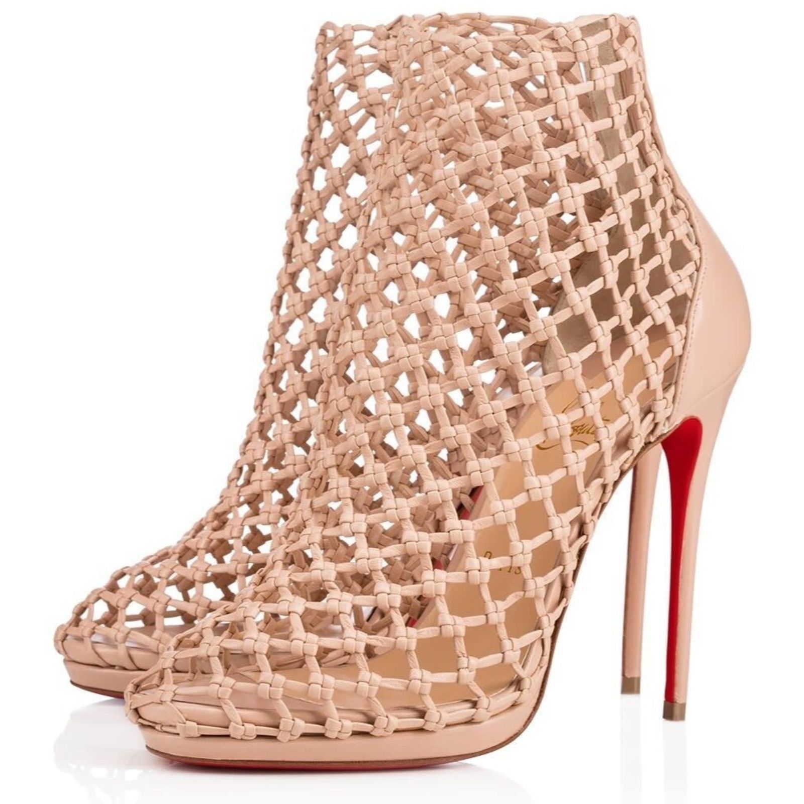Christian Louboutin Christian Louboutin Porligat 120 Nu Nude Beige Caged Boot Size US 7 / IT 37 - 1 Thumbnail