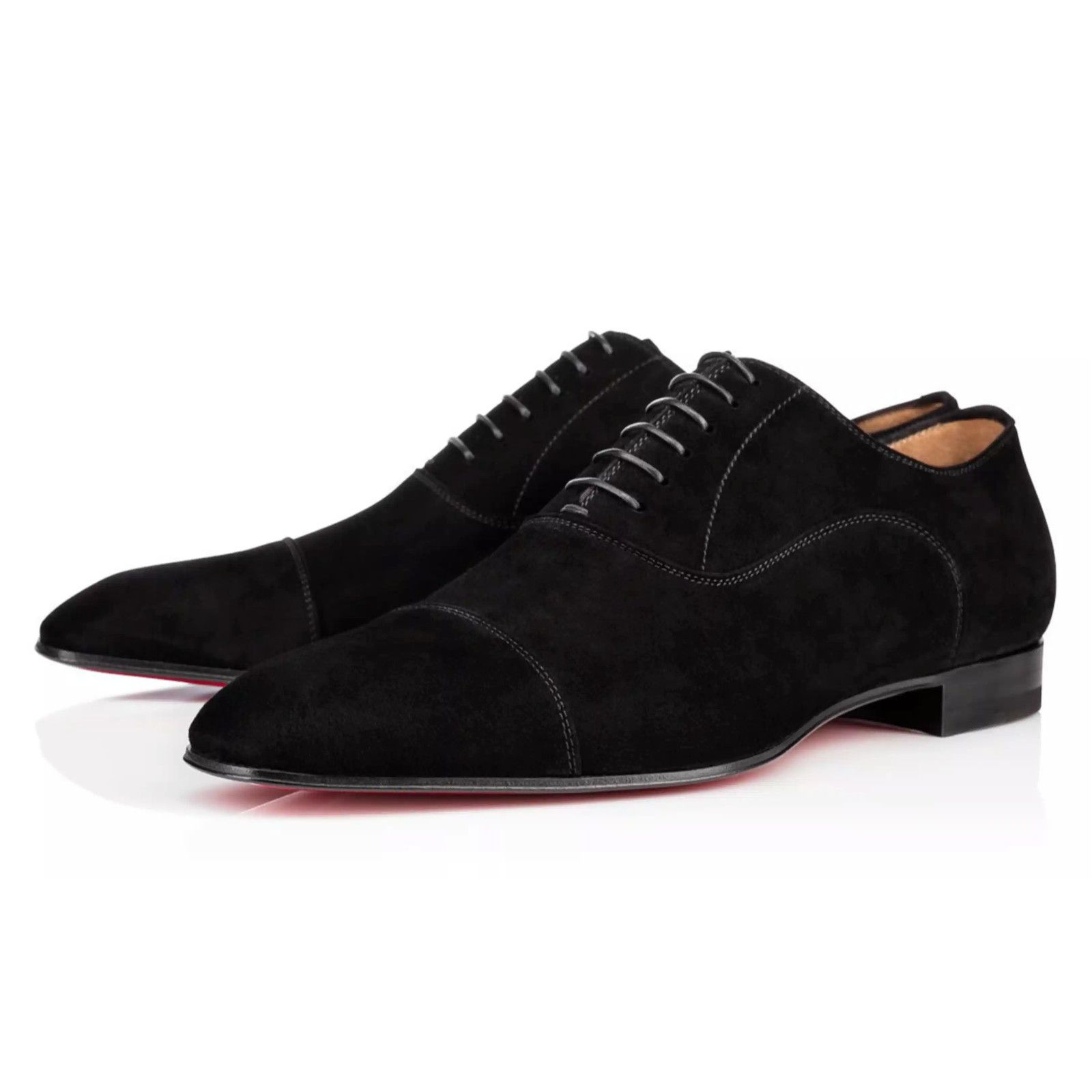Christian Louboutin Mens Greggo Flat Black Suede Oxford Dress Loafer 44.5 11.5 Size US 11.5 / EU 44-45 - 1 Thumbnail