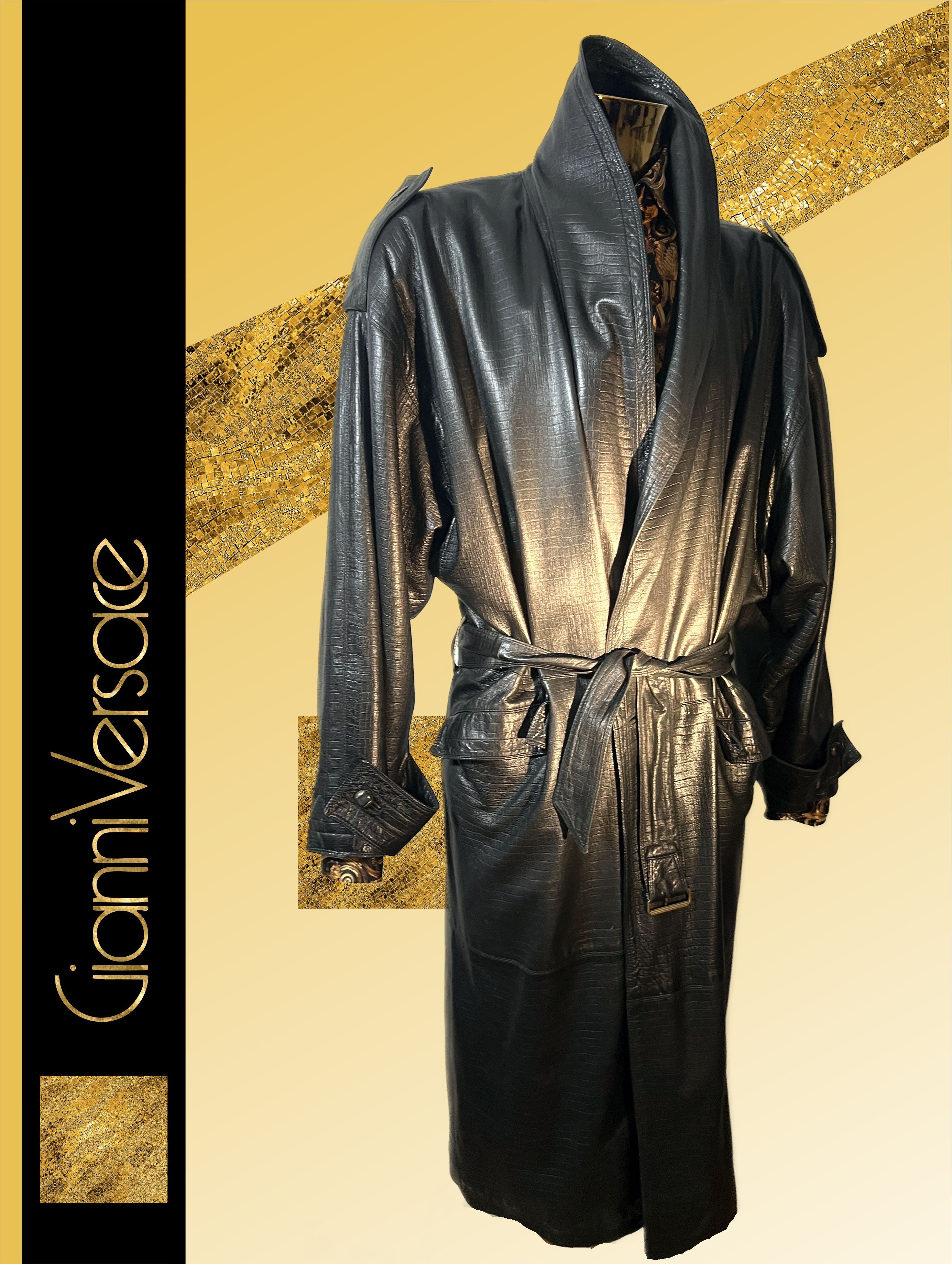 Versace Beautiful Vintage Leather Coat by Versace Size US XL / EU 56 / 4 - 6 Thumbnail