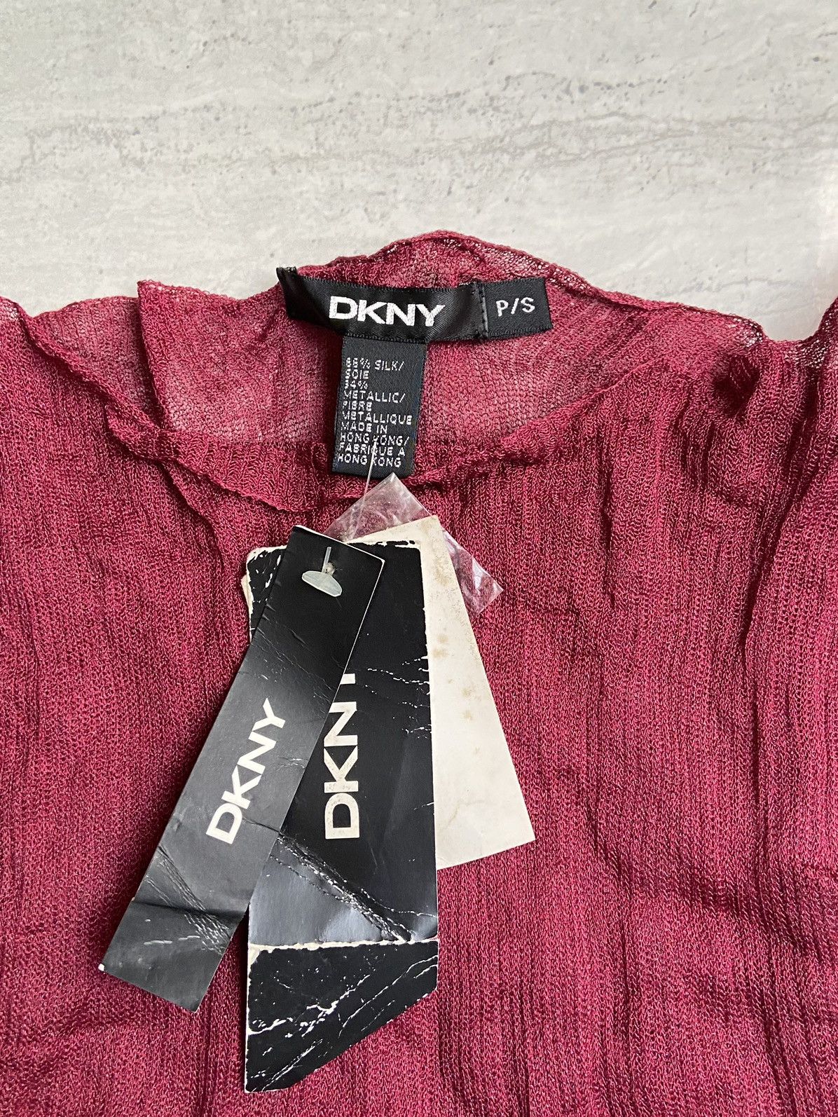 DKNY DKNY Maroon Mesh Sleeveless T-shirt Size XXS / US 00 / IT 34 - 18 Thumbnail