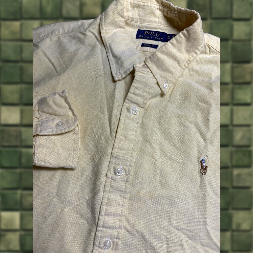 Polo Ralph Lauren Polo Ralph Lauren The Iconic Oxford Shirt Button Up Mens XL Solid Yellow Preppy Shirt Size US XL / EU 56 / 4 - 1 Thumbnail