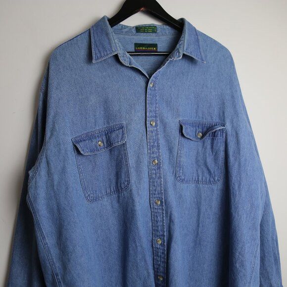 Vintage Vintage Grenadier Denim Light Blue Collared 80s Shirt Size US M / EU 48-50 / 2 - 2 Thumbnail