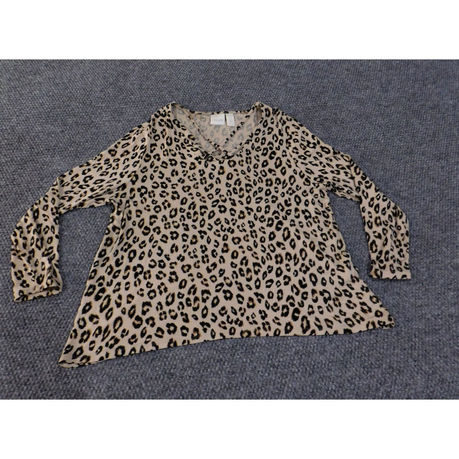 Vintage Chico's Blouse Womens 2 Petite Animal Print Leopard Long Sleeve Lightweight Top Size XS / US 0-2 / IT 36-38 - 4 Thumbnail