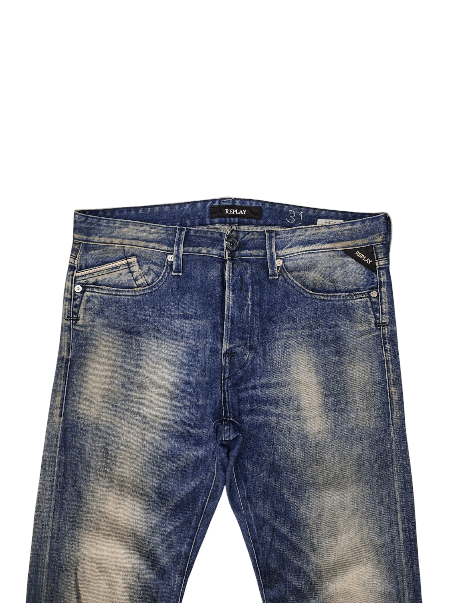 If Six Was Nine Vintage Y2k Replay Clawmark Rusty Faded Denim Jeans Size US 32 / EU 48 - 2 Thumbnail