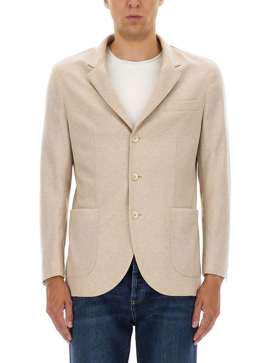Brunello Cucinelli BRUNELLO CUCINELLI CASHMERE JERSEY JACKET - BEIGE (IT 52) Size US XL / EU 56 / 4 - 1 Thumbnail