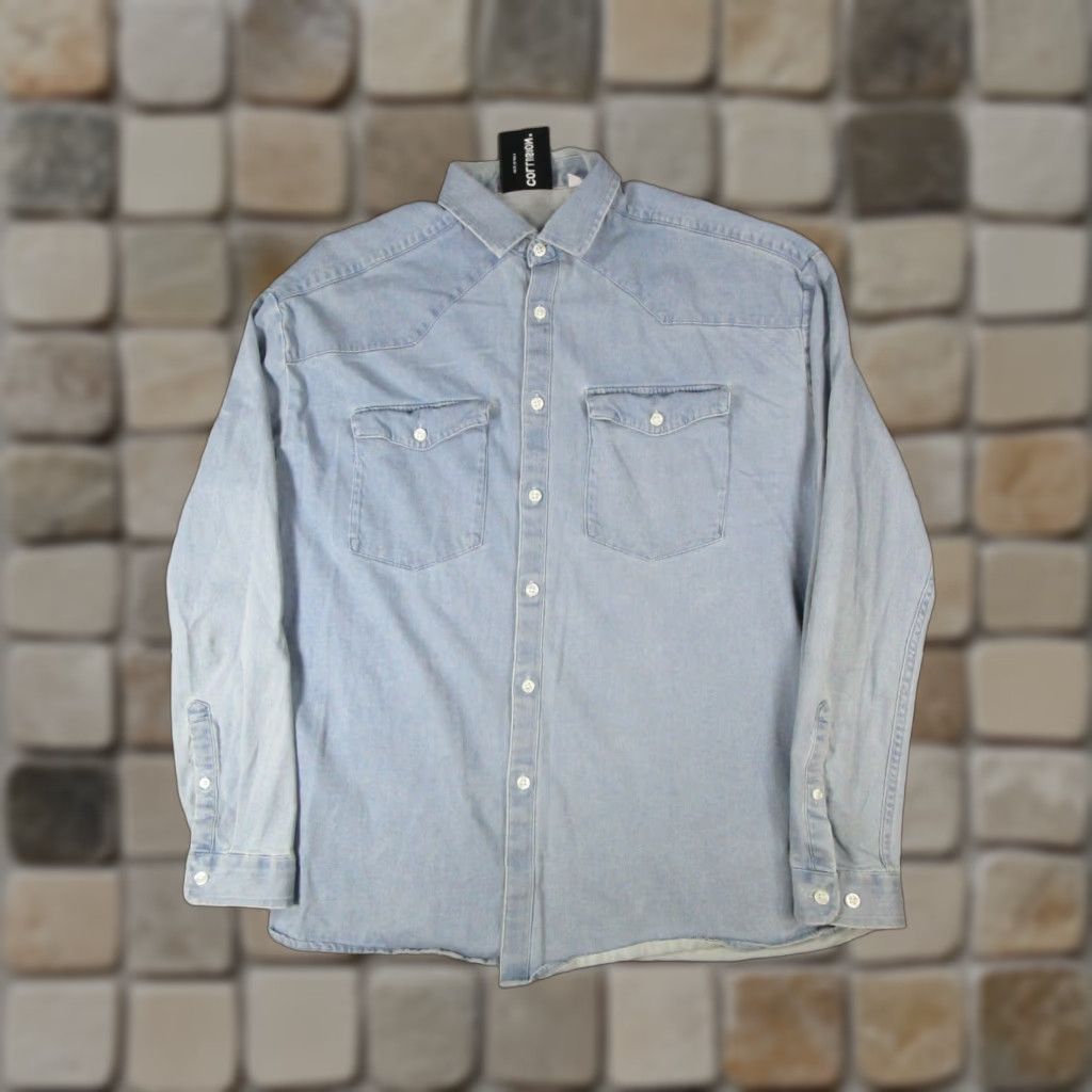 Vintage COLLUSION Shirt Mens S Cotton Denim Button Up Collared Long Sleeve Pockets Blue Vintage: No (adjusted within constraints) Size US S / EU 44-46 / 1 - 1 Thumbnail