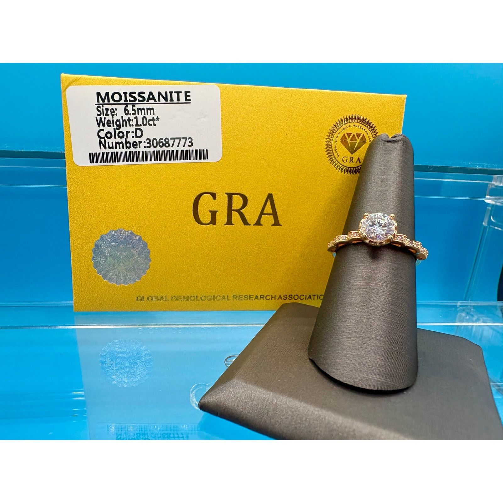 Jewelry 1CTW Moissanite Ring 14k Vermeil 925 Sterling Silver Sz 7 Size ONE SIZE - 1 Thumbnail