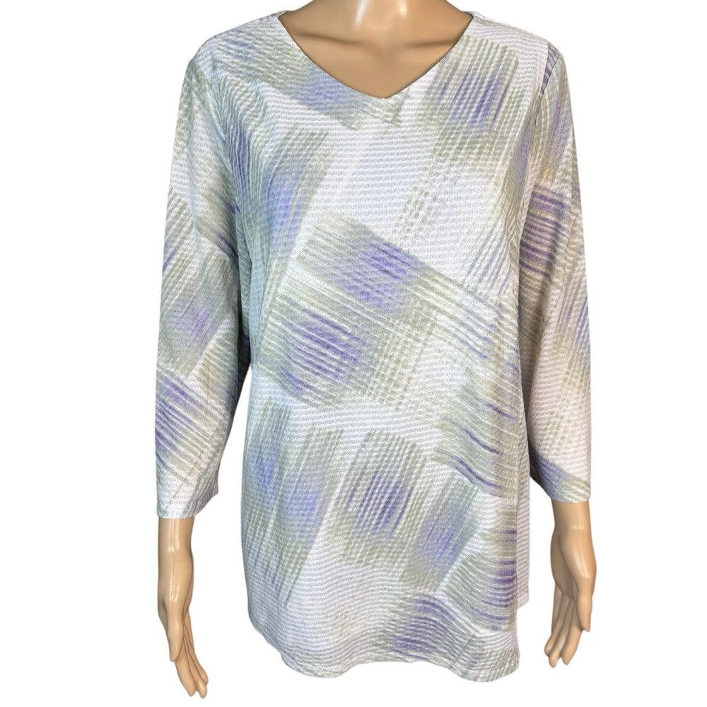 Chicos Chico's Easywear Watercolor Brush 3/4 Sleeve Tunic Size 2 U Size L / US 10 / IT 46 - 1 Thumbnail