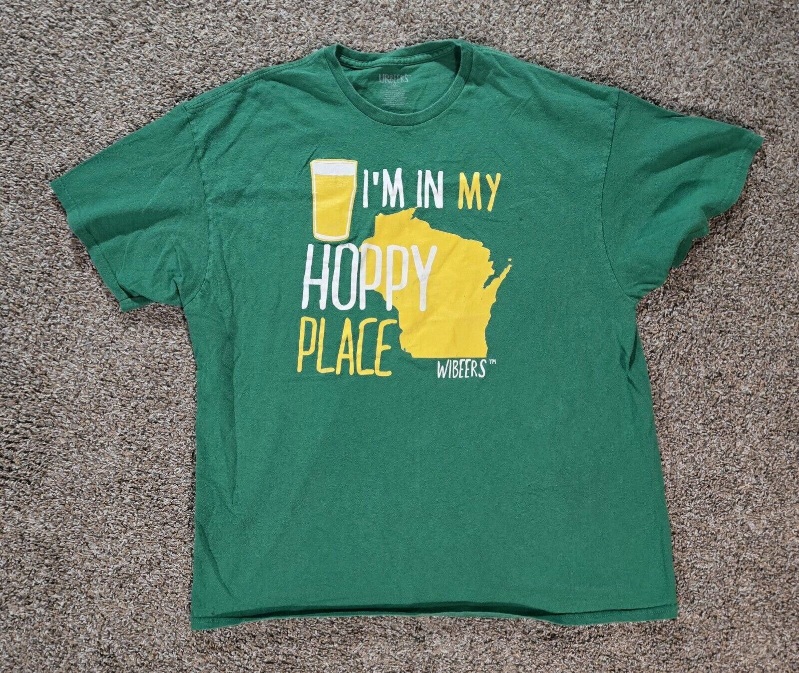 Designer UR Beers "I'm In My Hoppy Place" Green Wisconsin TShirt 2XL Size US XXL / EU 58 / 5 - 1 Thumbnail