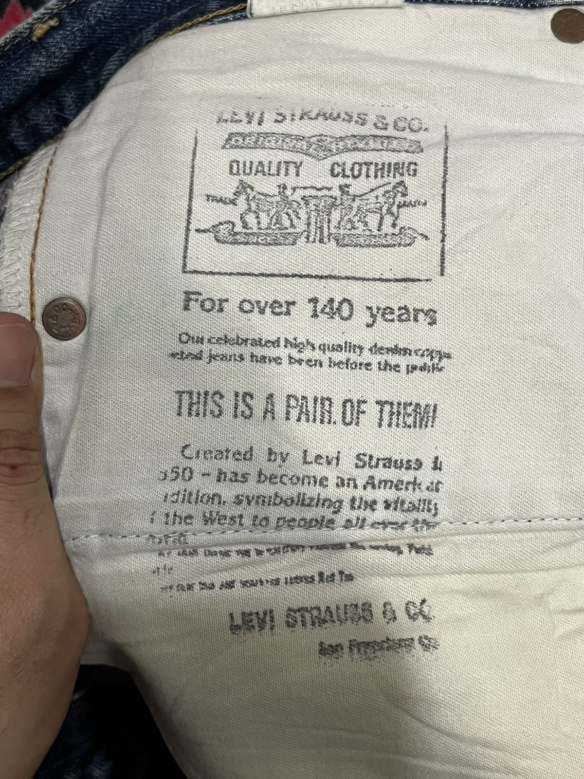 Levi's Levi’s 503BXX Big E Dark Blue Faded Distressed Selvedge Jean Size US 33 - 22 Thumbnail