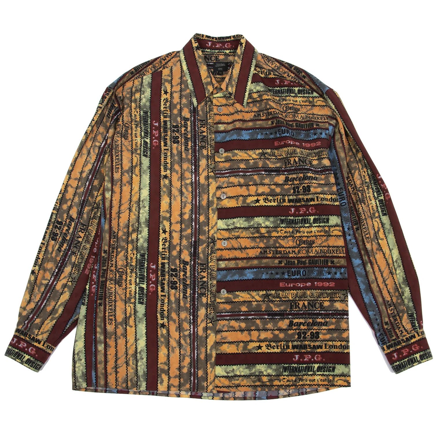 Jean Paul Gaultier Striped Logo Pattern Regular Collar Shirt Multi 48 Size US M / EU 48-50 / 2 - 1 Thumbnail