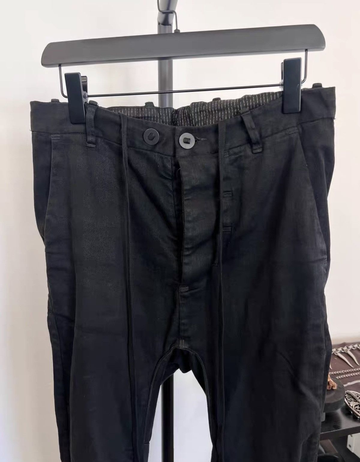 Boris Bidjan Saberi Boris Bidjan Saberi Waxed Coated Slim-Fit Denim Pants Size US 31 - 3 Thumbnail