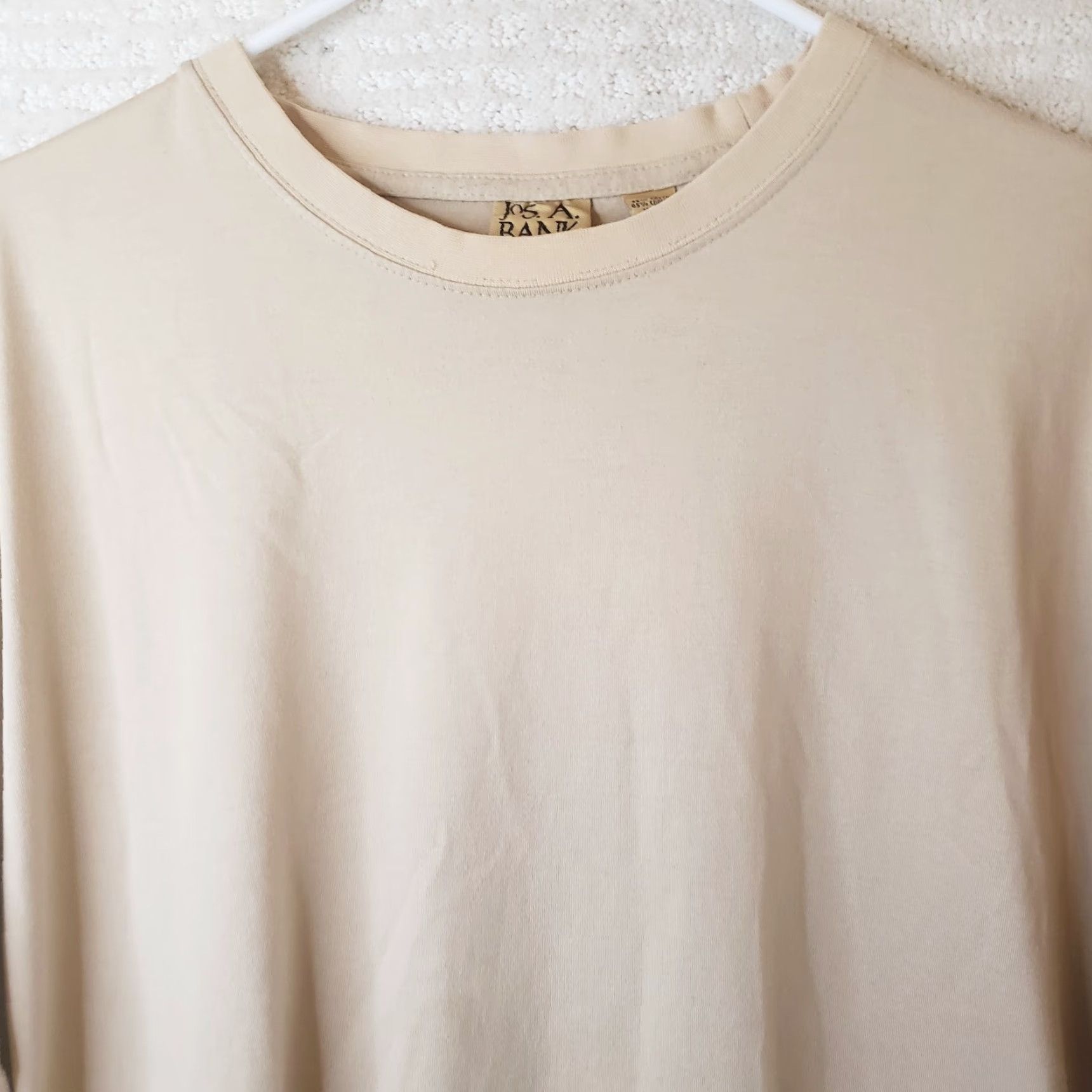 Jos. A. Bank Jos. A. Bank Shirt XL Beige Crewneck Short Sleeve Linen? No, Cotton Blend Tee Shirt Men Classic Designer Summer Casual Workwear Size US XL / EU 56 / 4 - 3 Thumbnail