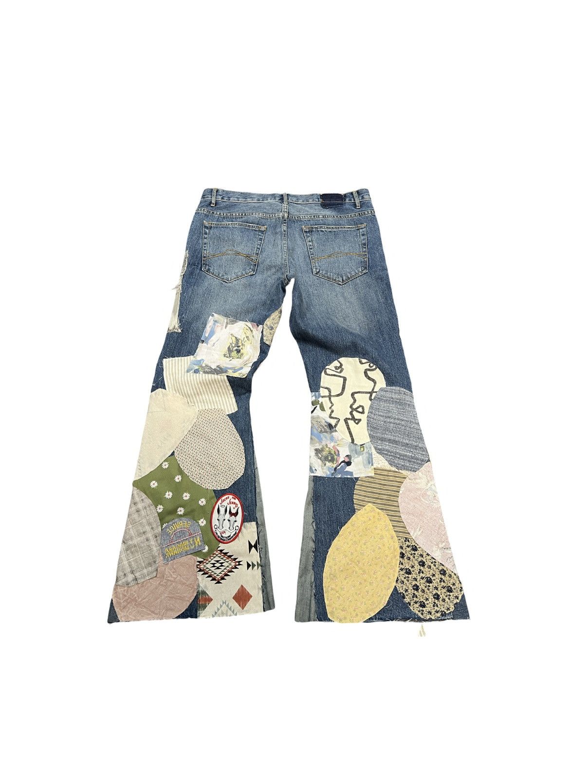 Designer INSANE HIPPIE REMAKE COWBOY PATCHWORK REMAKE FLARED DENIM Size US 36 / EU 52 - 2 Thumbnail