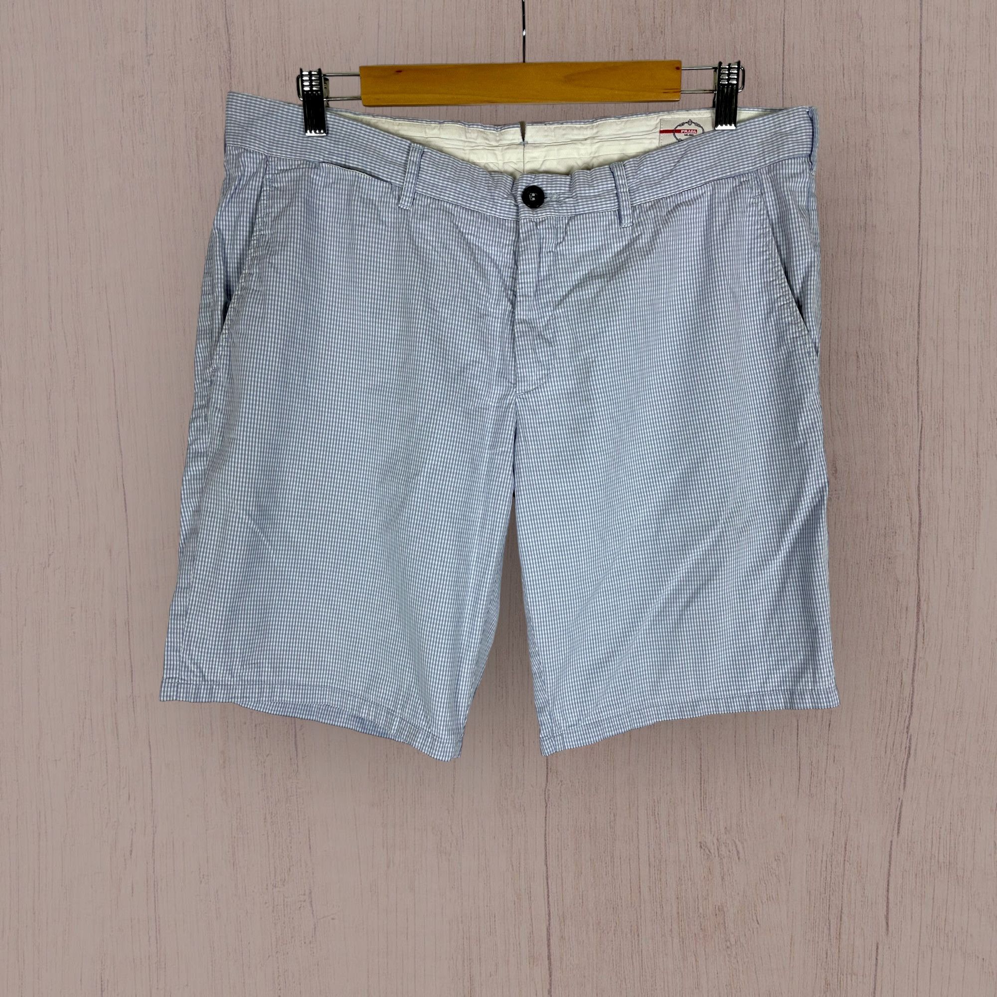 Prada Prada Milano Checkered Pattern Blue Shorts Size US 38 / EU 54 - 1 Thumbnail