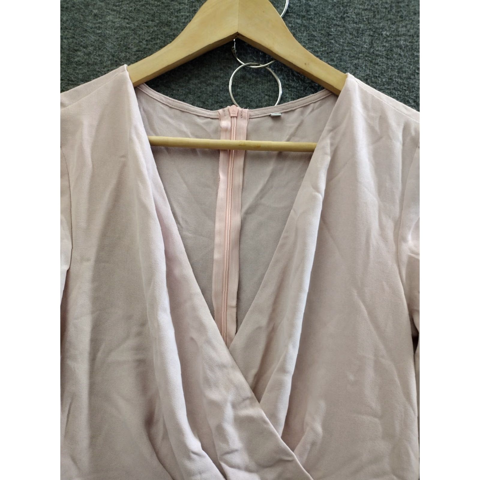 Vintage Wrap Women's Midi Ruffle Dress Long Sleeve V-Neck Beige Size S Size S / US 4 / IT 40 - 3 Thumbnail