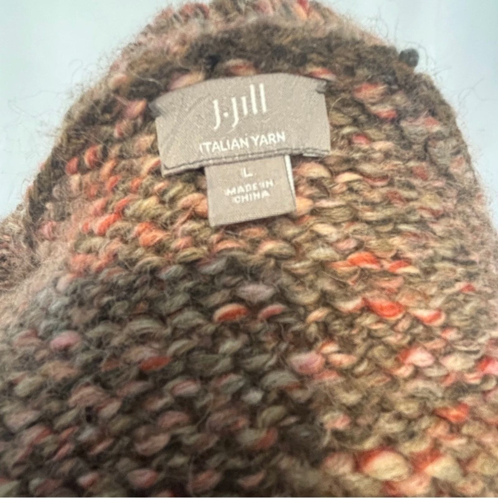 J. Jill J. Jill Italian Yarn Knit Open Front Brown Cardigan Sweater Size L / US 10 / IT 46 - 6 Thumbnail