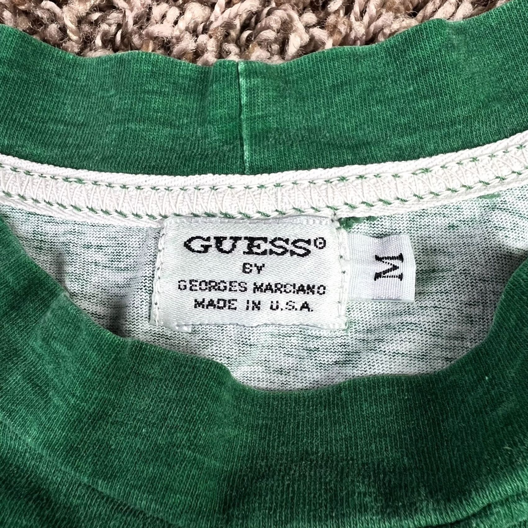 Guess VINTAGE Guess Jeans Embroidered Logo T-Shirt Green Heathered Large USA Mens 90s Brand Name Big Logo Short Sleeve Crew Neck US Origin Size US L / EU 52-54 / 3 - 2 Thumbnail