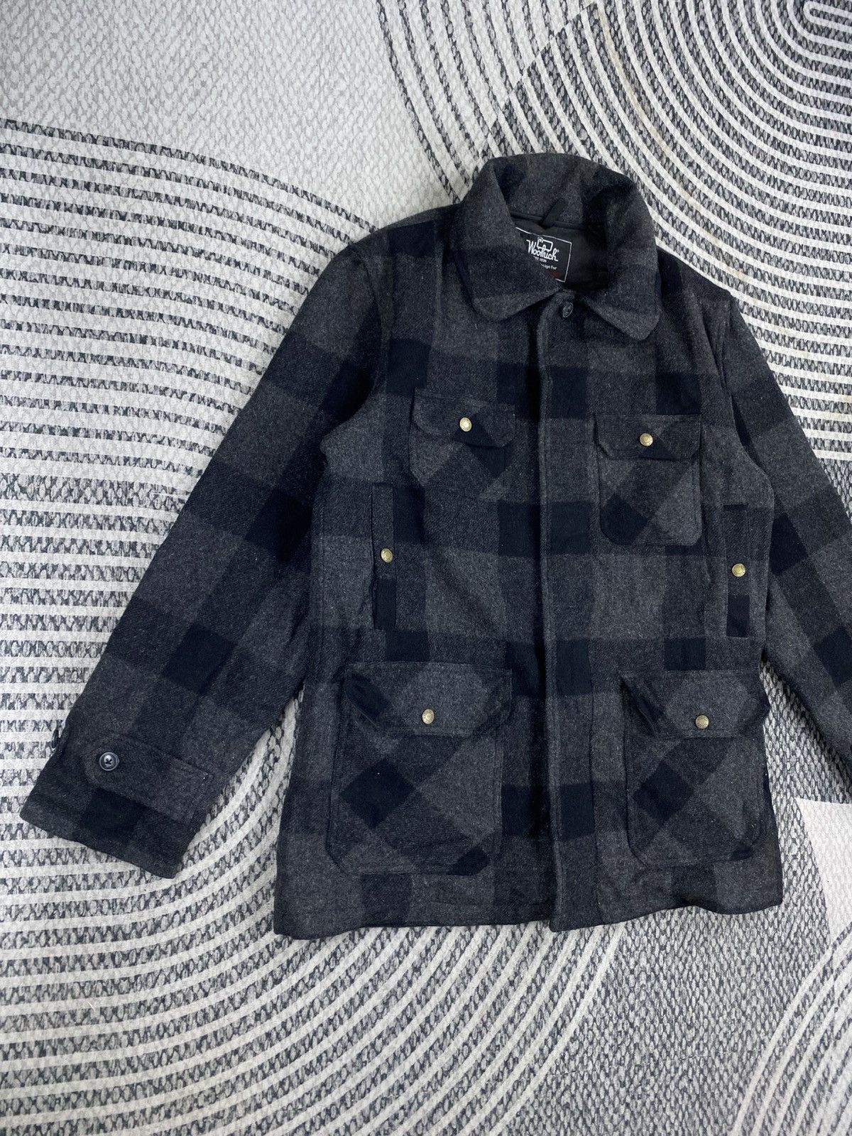 Woolrich Woolen Mills 🔥Vintge Woolrich X Rattle Trap Grey Checked Wool Jacket Size US M / EU 48-50 / 2 - 3 Thumbnail