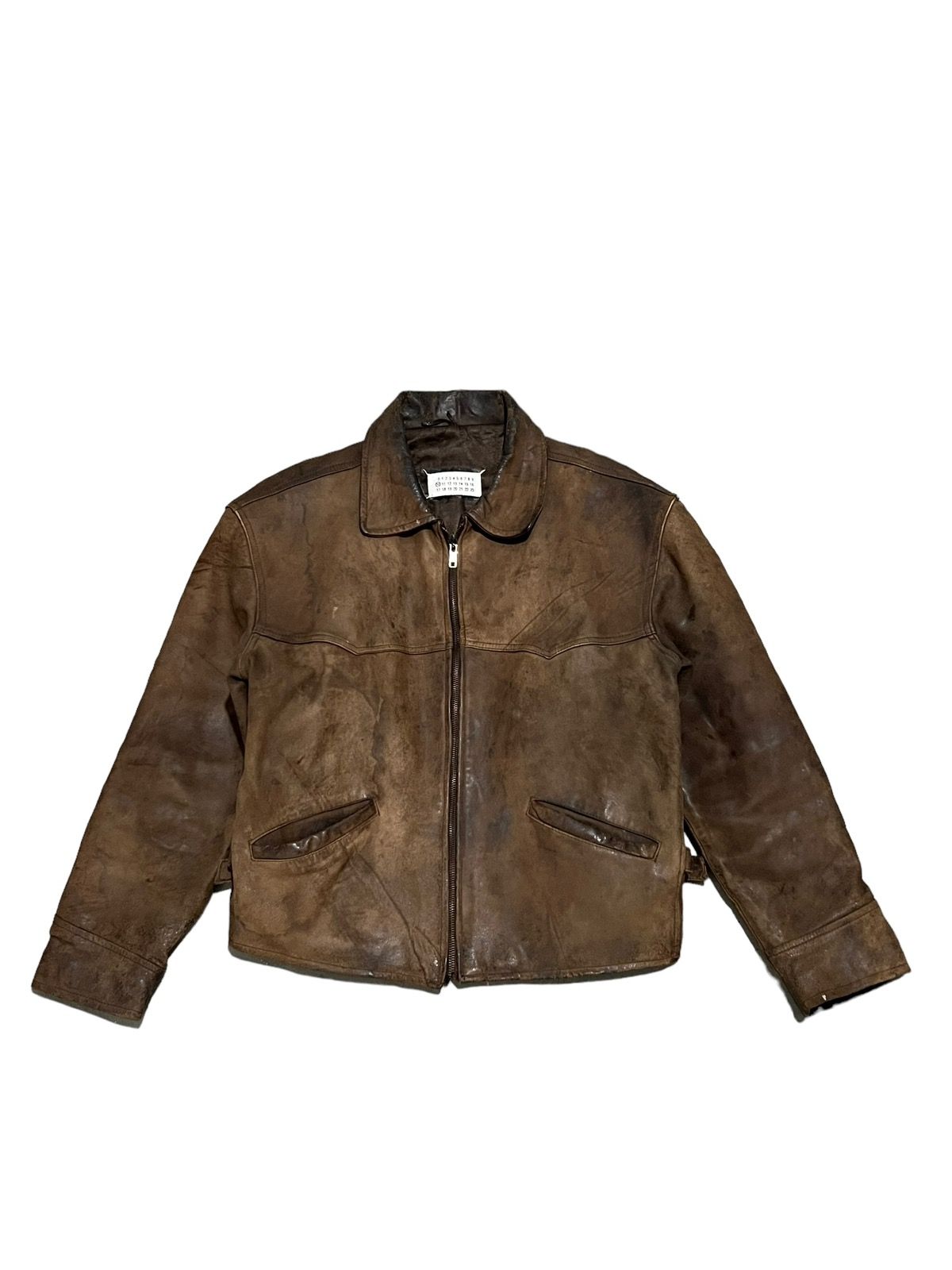 Pre-owned Maison Margiela Sun Faded Western Leather Jacket In Brown