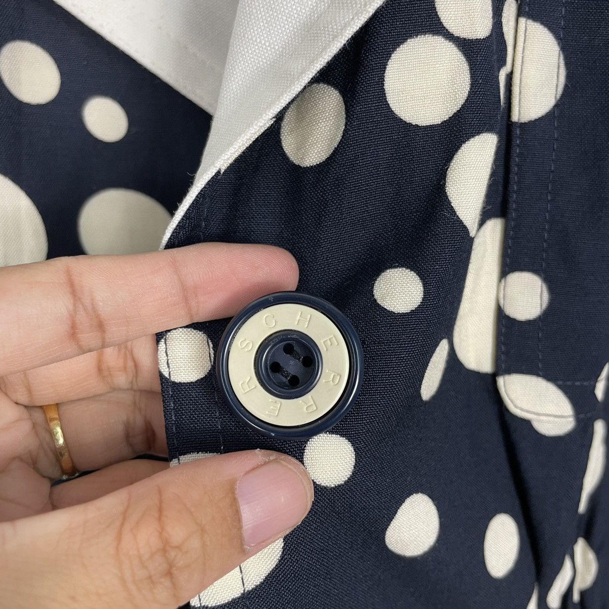 Jean-Louis Scherrer Vintage 80s Jean Louis Scherrer Polka Dot Design Dress Size M / US 6-8 / IT 42-44 - 14 Thumbnail