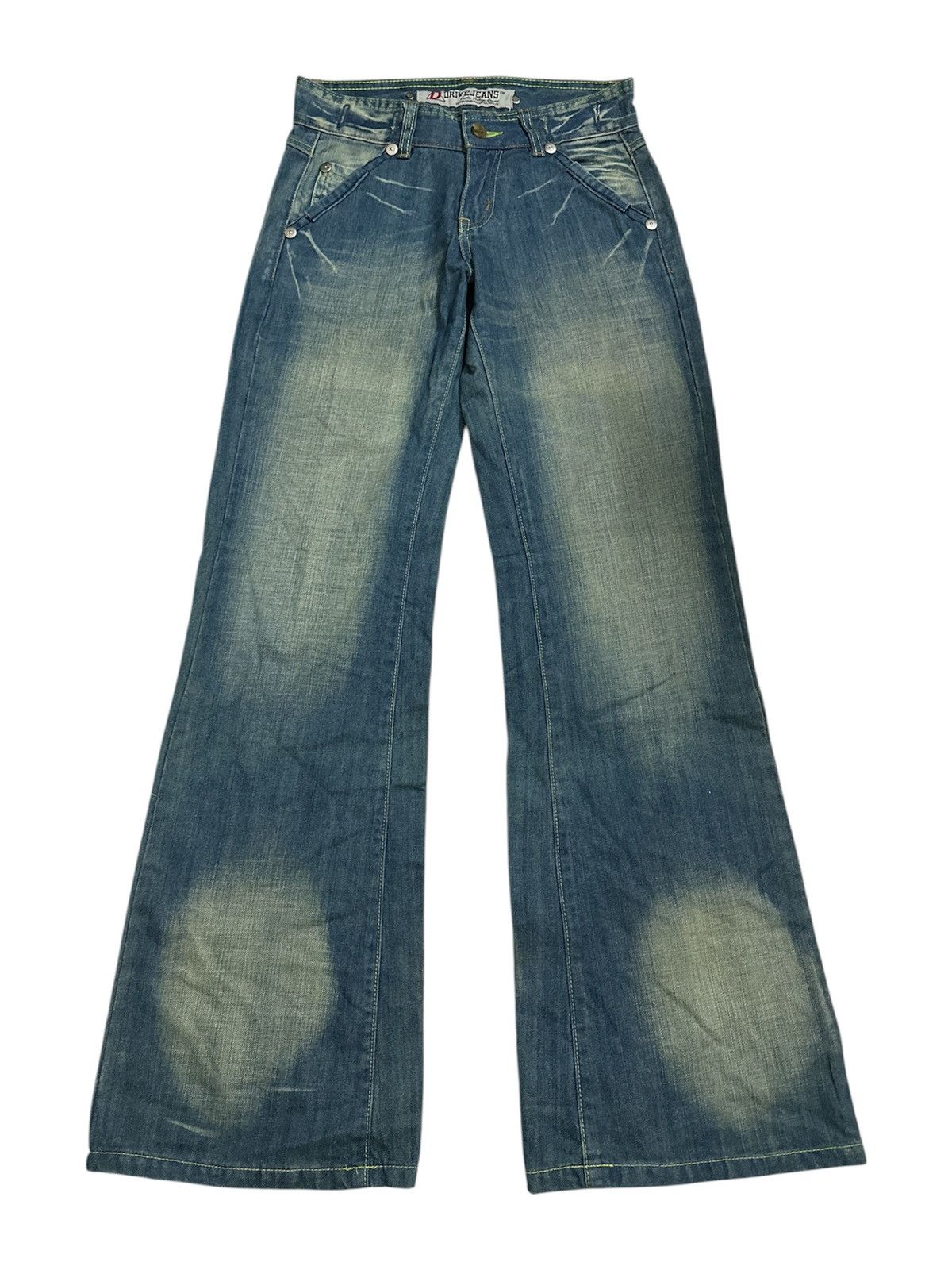 GOA 2000s Drive Jeans Washed Flare Studded Y2K Jeans Goa Lgb Size US 29 - 4 Thumbnail