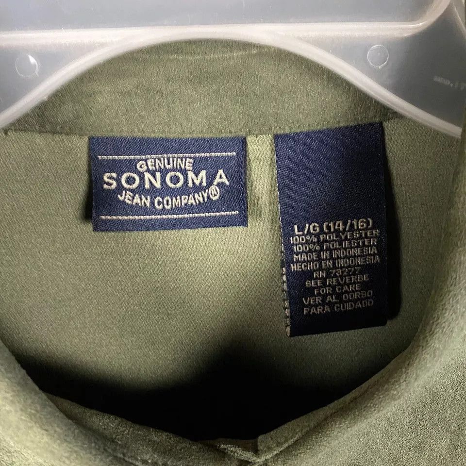 Sonoma Sonoma Button Up Top Women's Large 14/16 Suede Long Sleeve Size L / US 10 / IT 46 - 2 Thumbnail