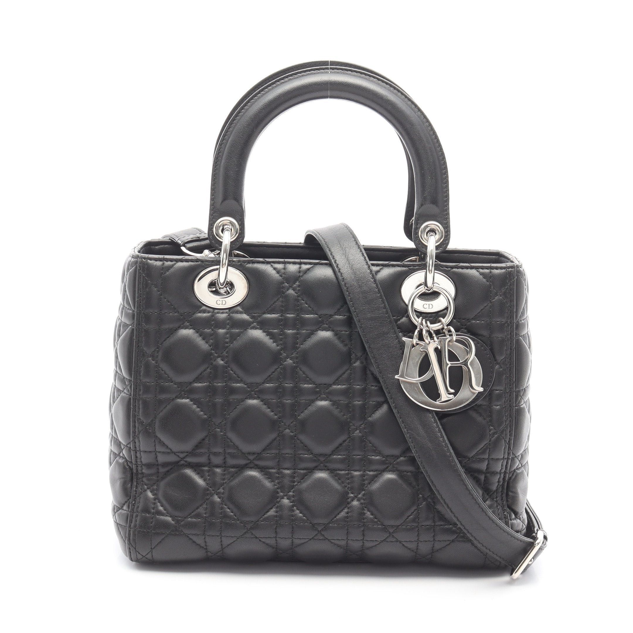 Dior Dior Lady Dior Canage Handbag Leather Black Size ONE SIZE - 1 Thumbnail