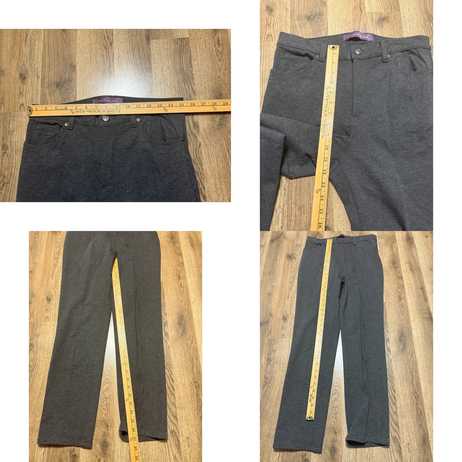 Gloria Vanderbilt Gloria Vanderbilt Pants Women's 12 Gray Amanda Flat Front 40" Length Chino Casual Regular Spring Summer Fall Inseam 27" Size 34" / US 12 / IT 48 - 8 Thumbnail