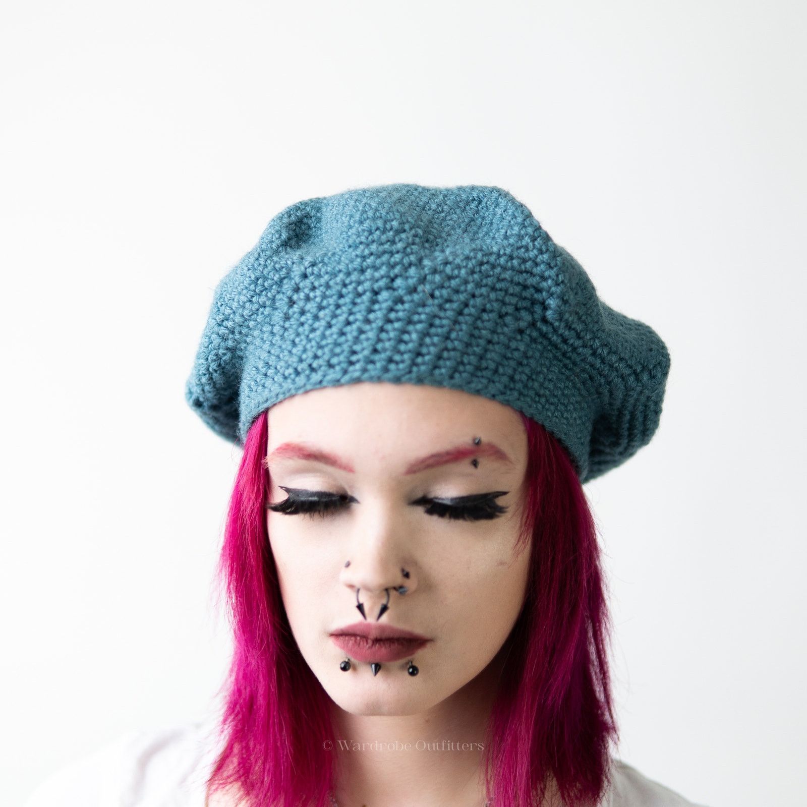 Handmade Handmade Crochet Knit Sky Blue Beanie Newsboy Cap Glove Set Size ONE SIZE - 7 Thumbnail