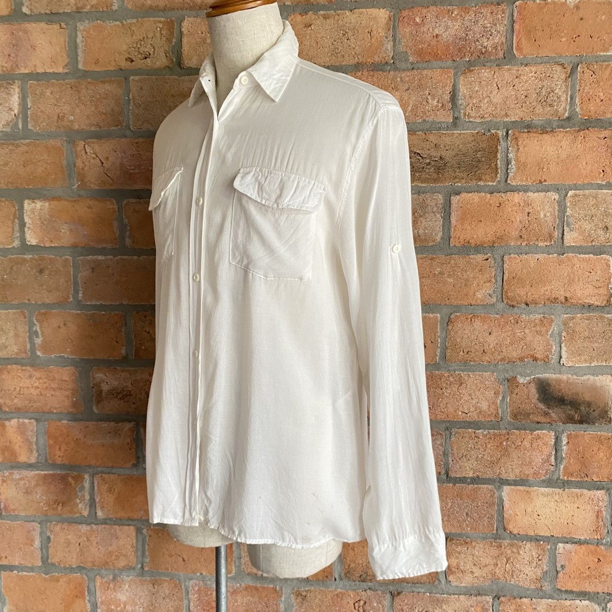 Japanese Brand G.O.A White Soft Pocket Shirt Size ONE SIZE - 20 Thumbnail