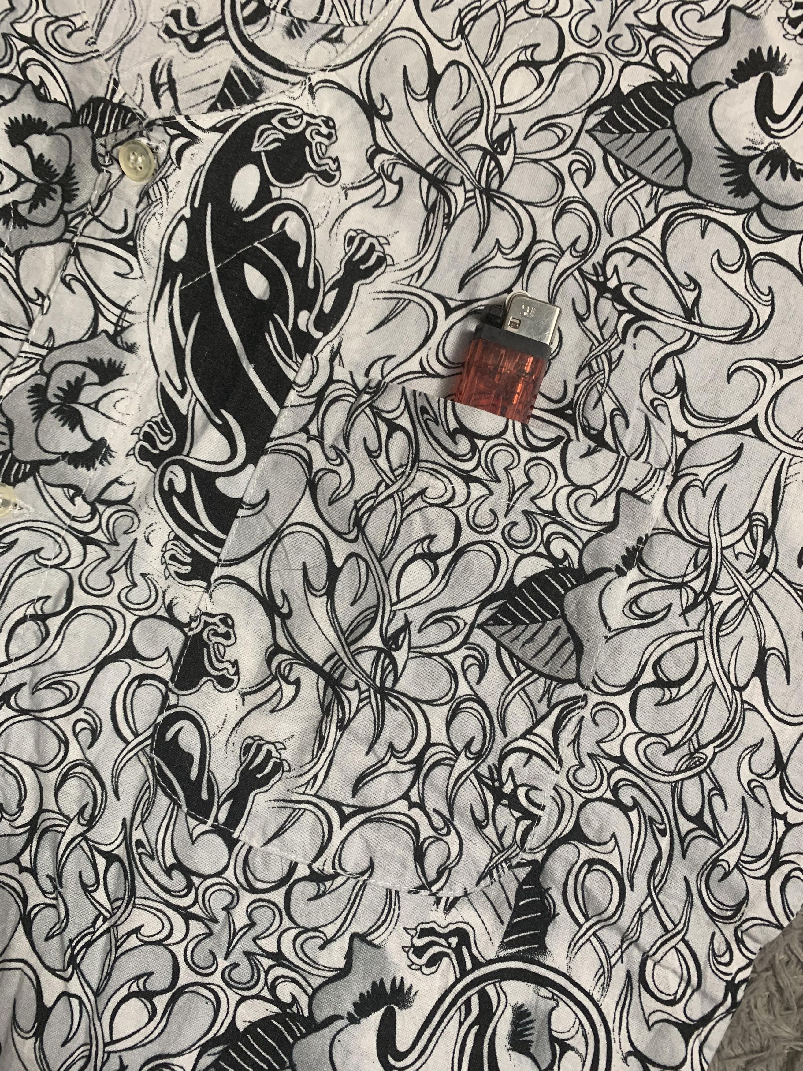Japanese Brand Vintage Japanese Tiger Full Print Kimono Shirt Yakuza Style Size US XL / EU 56 / 4 - 5 Thumbnail