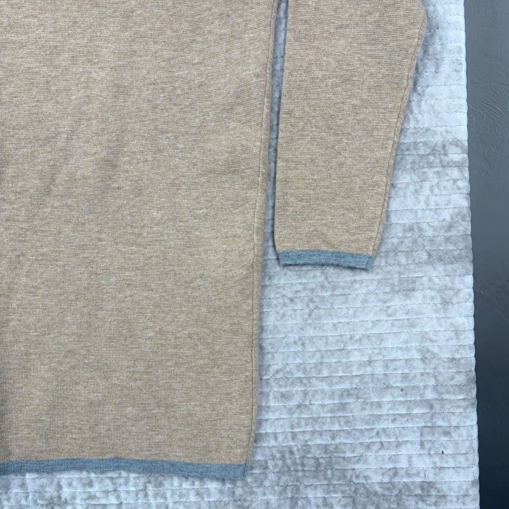 Max Mara MaxMara Sweater Crew Neck Wool Blend Cashmere Tan Grey Trim, 3/4 Sleeve, Size S, Womens, Casual Workwear Size S / US 4 / IT 40 - 3 Thumbnail