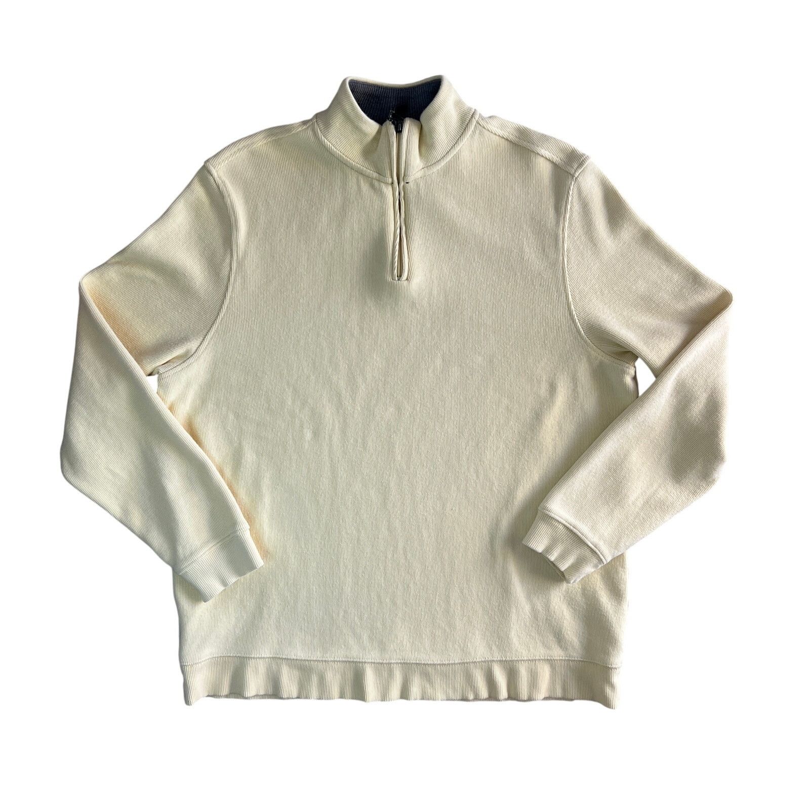 Tasso Elba Tasso Elba Men’s Pullover Sweater Cream Ribbed Cotton Size L Size US L / EU 52-54 / 3 - 2 Thumbnail