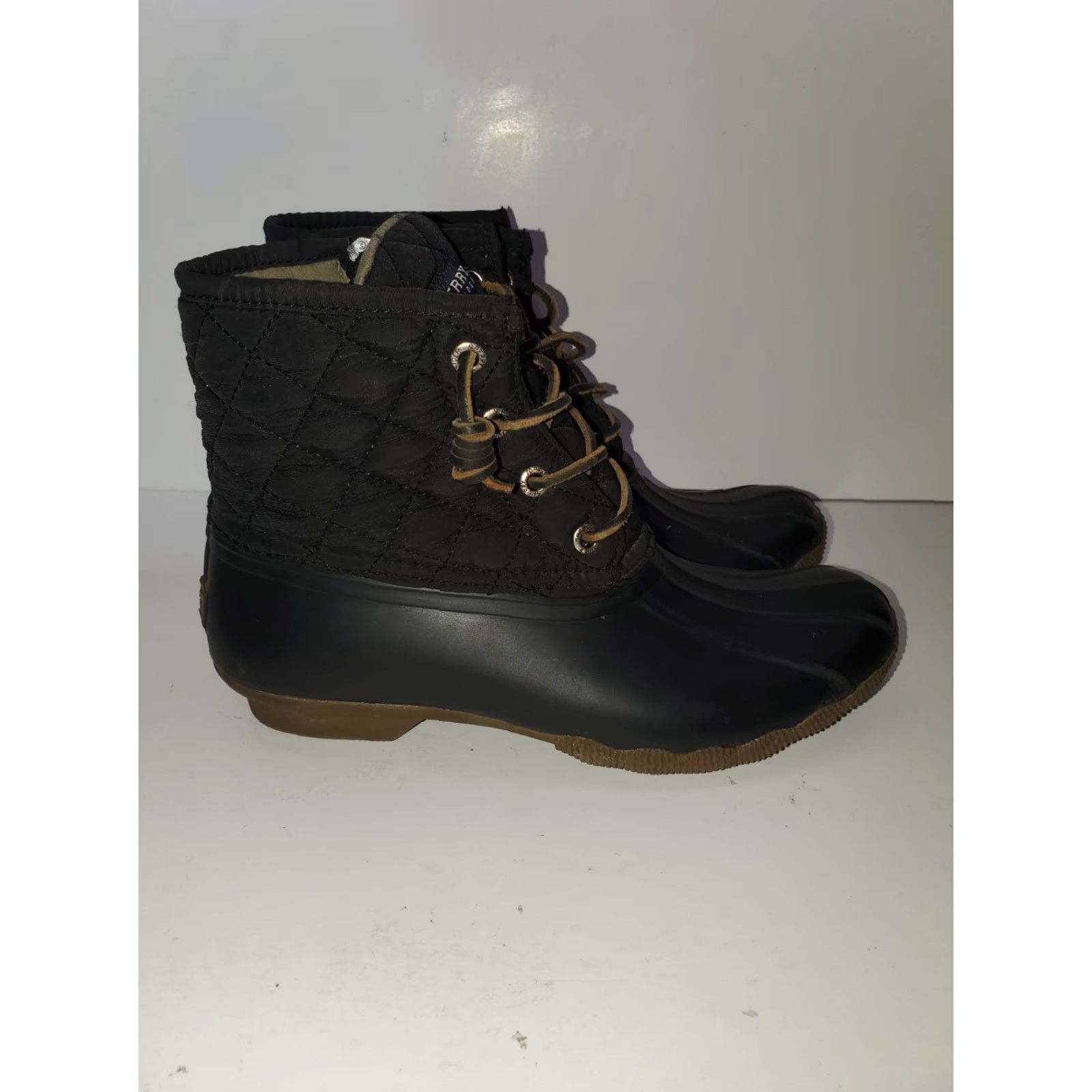 Sperry VINTAGE Sperrys Topsider Womens Boots Waterproof Rubber Lined Quilted Zipper Black Sz 6 Womens Mens? Size US 6 / IT 36 - 2 Thumbnail