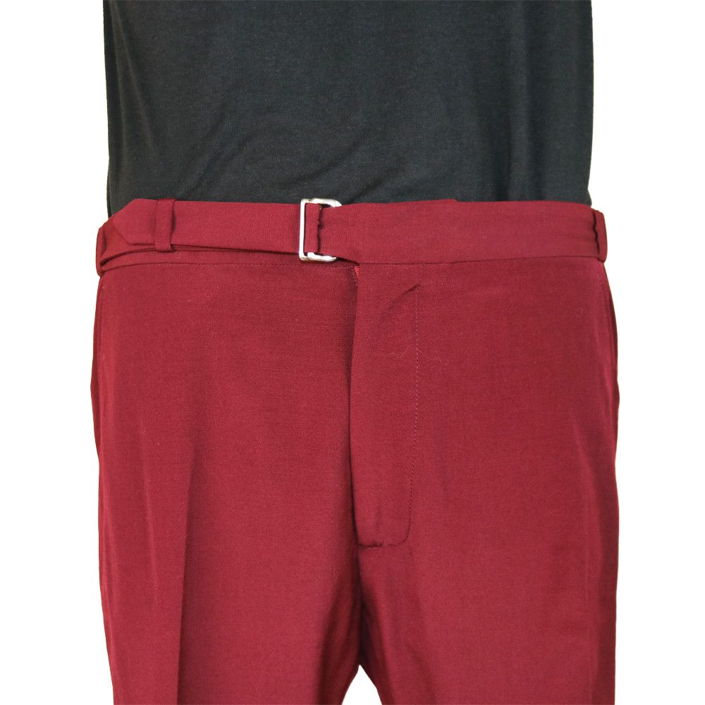 Gucci Gucci Burgundy Trousers with Blue Side Stripe and Self Belt Size 50R - 3 Thumbnail