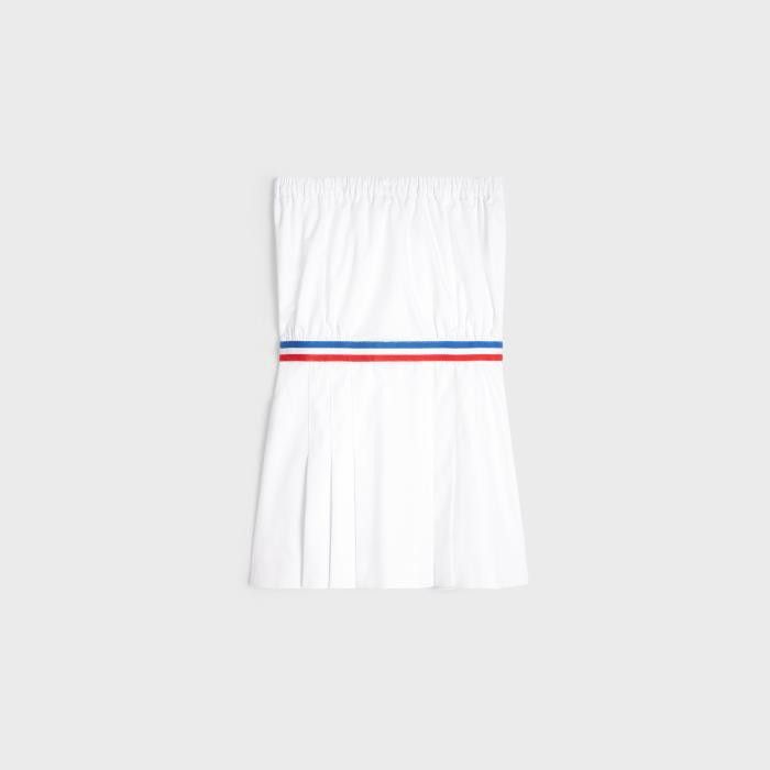 Celine o1w1db11124 Cotton Mini Bustier Dress in White Size XS / US 0-2 / IT 36-38 - 2 Thumbnail