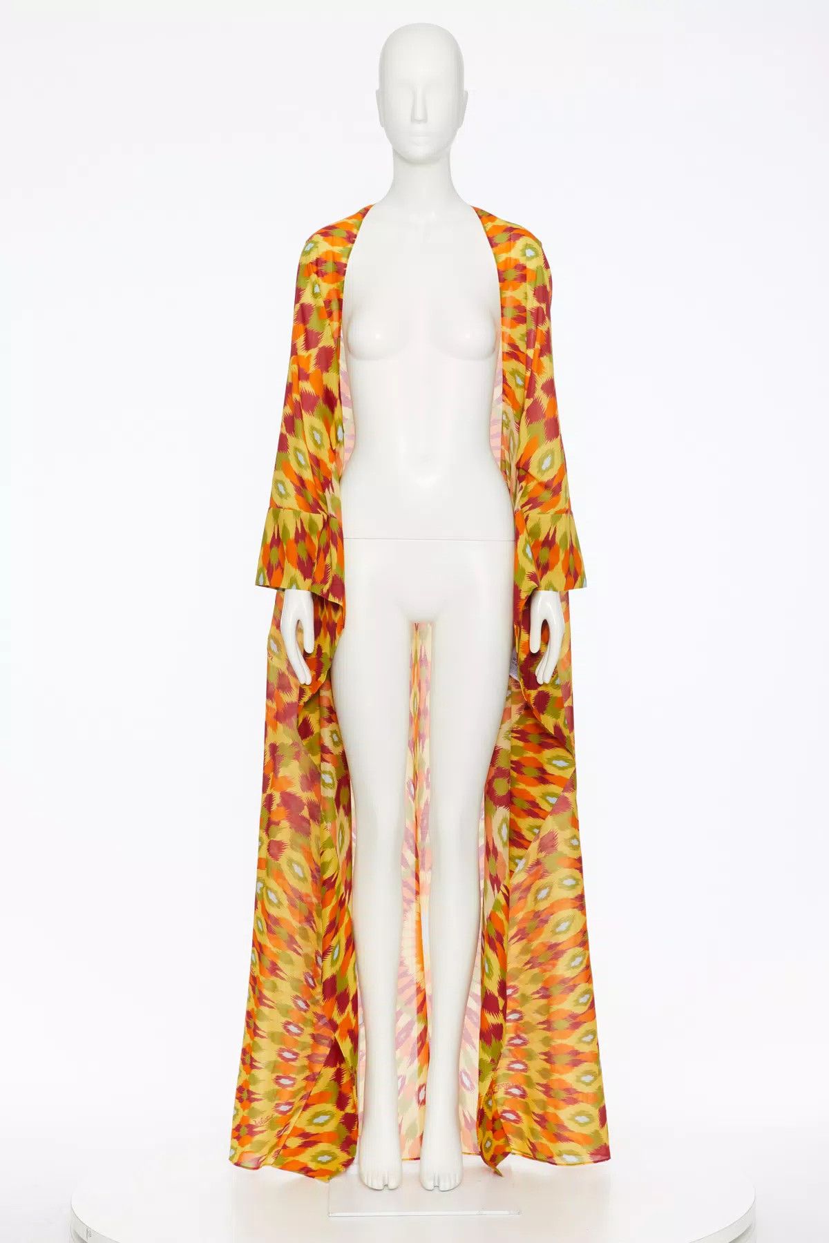 Valentino o1s1wg110925 Long Voile Cape With Round Rain Print in Orange Size M / US 6-8 / IT 42-44 - 2 Thumbnail